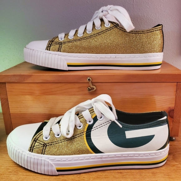 EUC Foco Green Bay Packers Green And Gold Glitter Sneakers - Picture 1 of 5